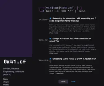 0X41.cf(InfoSec, Reversing, and more) Screenshot
