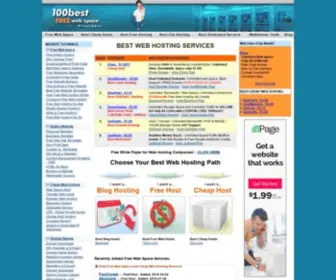 100Bestfreewebspace.com(100 Best Free Web Hosting ReviewsBest Free Web Space) Screenshot