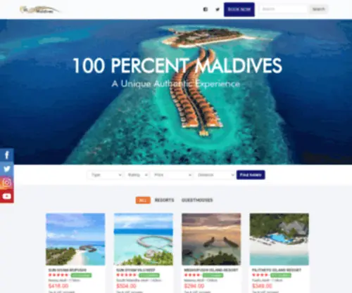 100Percentmaldives.com(100 Percent MaldivesYour Memorable Holiday Partner in Maldives) Screenshot