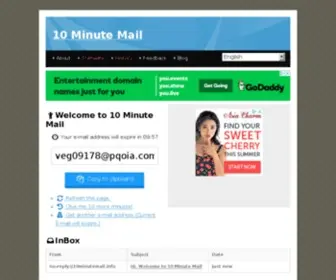 10Minutemail.info(10 Minute Mail) Screenshot