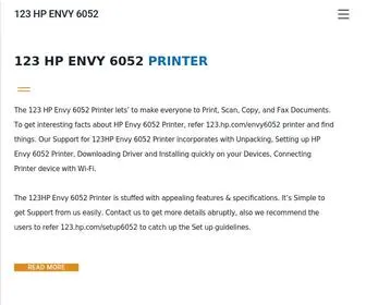 123-HP-Envy6052.com(123.hp.com/envy6052) Screenshot