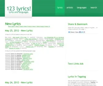 123-Lyrics.com(Lyrics by languages) Screenshot