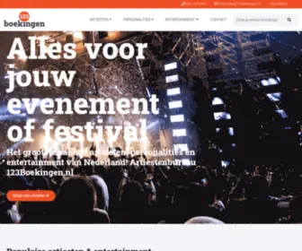 123Boekingen.nl(De grootste online aanbieder van artiesten) Screenshot