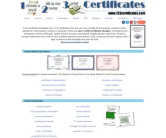 123Certificates.com(123 Certificates) Screenshot