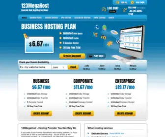 123Megahost.com(Linux Web Hosting plans from 123MegaHost) Screenshot