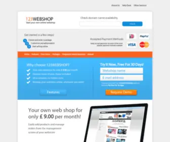 123Webshop.com(Start your own online webshop) Screenshot