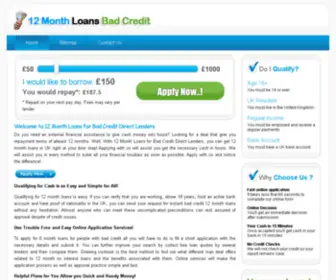 12Monthloansforbadcreditdirectlenders.co.uk(12 Month Loans for Bad Credit Direct Lenders) Screenshot