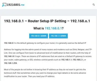 19216801.me(192.168.0.1 Default Router IP Login. 192.168.0.1) Screenshot