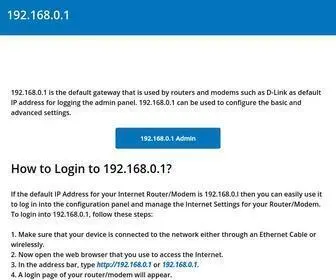 19216801.one(192.168.0.1 is the default gateway that is used by routers and modems such as D) Screenshot