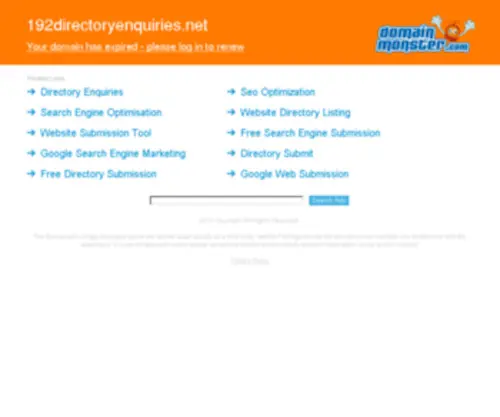 192Directoryenquiries.net(Free Directory SubmissionDirectory Enquiries) Screenshot