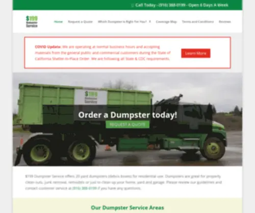 199Dumpsterservice.com($199 Dumpster Service offers 20 yard dumpsters (debris boxes)) Screenshot