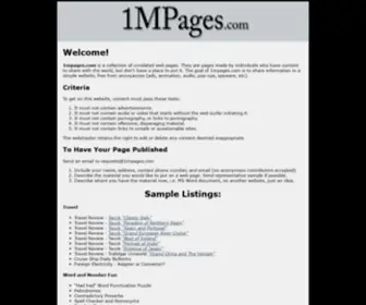 1Mpages.com(1MPages Home) Screenshot