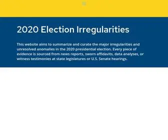 2020Electionirregularities.com(HomeElection Irregularities) Screenshot