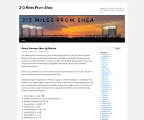 213Milesfromshea.com(213 Miles From Shea) Screenshot