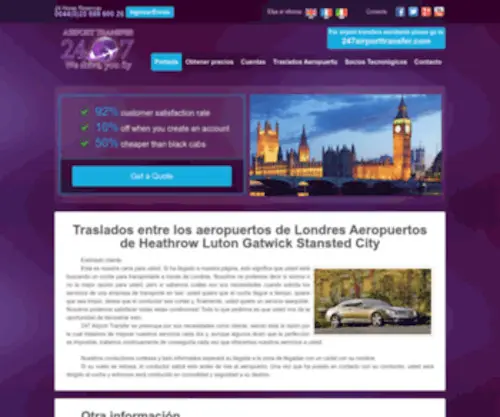 247Airporttransfer.com.es(Taxi Aeropuertos Heathrow Gatwick Stansted Luton) Screenshot