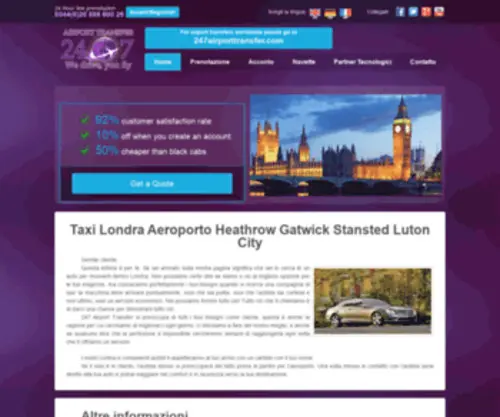 247Airporttransfer.it(Pagina principale per 247 London Airport Taxi Transfer) Screenshot