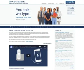 2Ascribe.com(2Ascribe is the Leading Medical and Dental Transcription Service in Canada) Screenshot