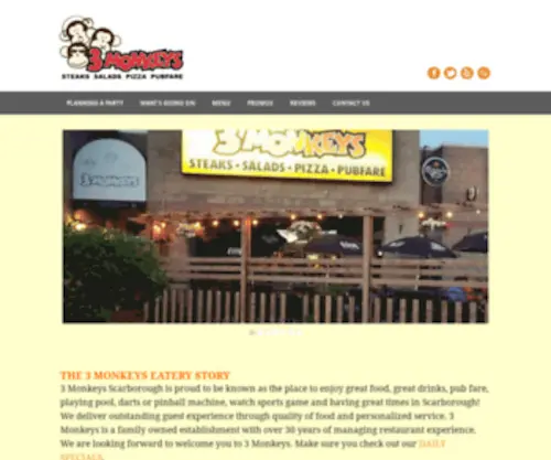 3-Monkeys-Eatery.com(3 Monkeys Eatery) Screenshot