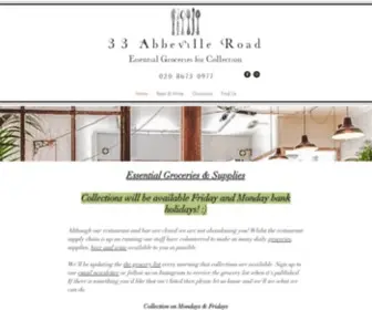 33Abbevilleroad.co.uk(Modern European restaurant in Clapham South) Screenshot