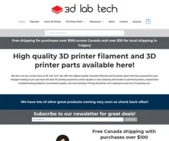 3Dlabtech.ca(High Quality 3D Printer Filament And Printer Parts) Screenshot