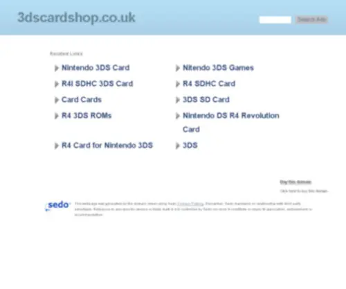 3Dscardshop.co.uk(R4i SDHC) Screenshot
