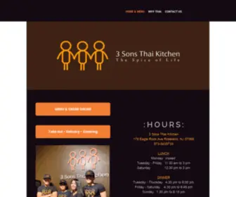 3Sonsthaikitchen.com(HOME & MENU) Screenshot