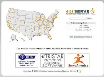 411Serve.com(American Association of Process Servers &trade) Screenshot