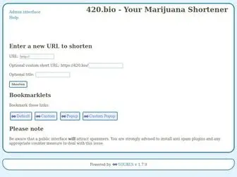 420.bio(YOURLS » Your Own URL Shortener') Screenshot