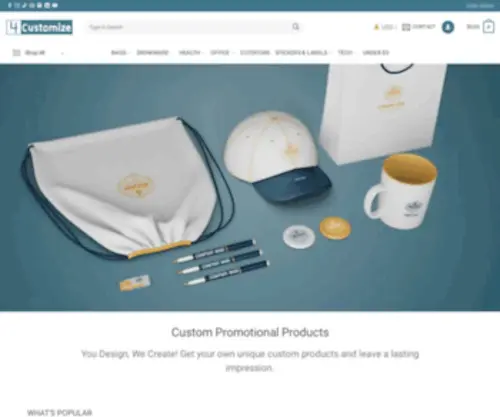 4Customize.com(Shop Promotional Gifts in Bulk for Business Branding) Screenshot