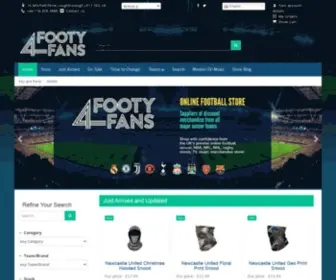 4Footyfans.com(4FootyFans Sports Merchandise and Fan Memorabilia. 4FootyFans) Screenshot