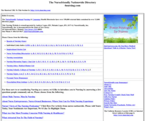 4Nursing.com(A National Nursing & Consumer Health Directory) Screenshot