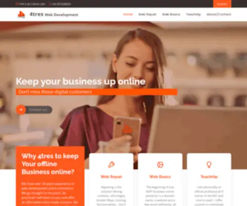4Tres.com(Web Development for small businesses) Screenshot