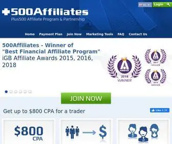 500Affiliates.com(Forex affiliate program) Screenshot