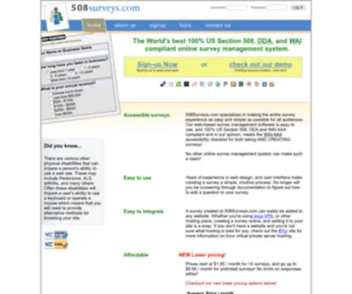 508Surveys.com(Accessible and 508 compliant web) Screenshot