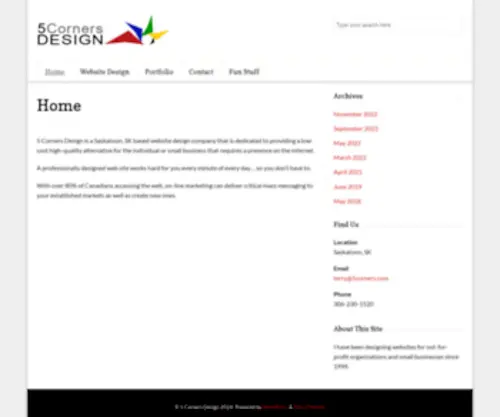 5Corners.com(Website design since 1999) Screenshot
