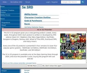 5ESRD.com(5th Edition SRD) Screenshot