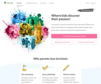 6Crickets.com(After-School Enrichment Classes & Summer Camps for Kids) Screenshot