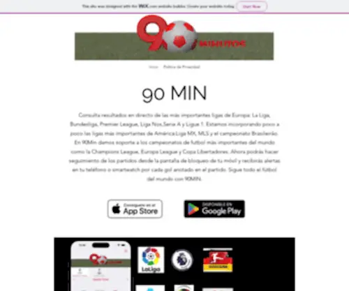 90-Min.net(Consulta el resultado de los partidos de fútbol de las competiciones más importantes del mundo) Screenshot