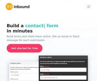 99Inbound.com(Online form builder and form endpoint API) Screenshot