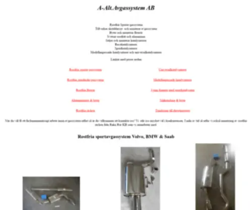 A-ALT-Avgassystem.se(Rostfria Sportavgassystem & Katalysatorer.Specialbygger avgasrör t.ex) Screenshot