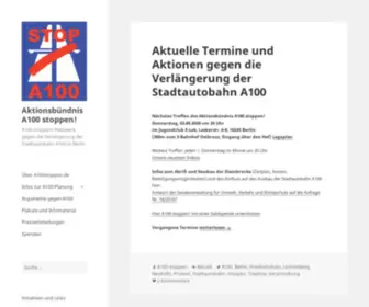 A100Stoppen.de(Netzwerk gegen die Verlängerung der Stadtautobahn A100 in Berlin) Screenshot