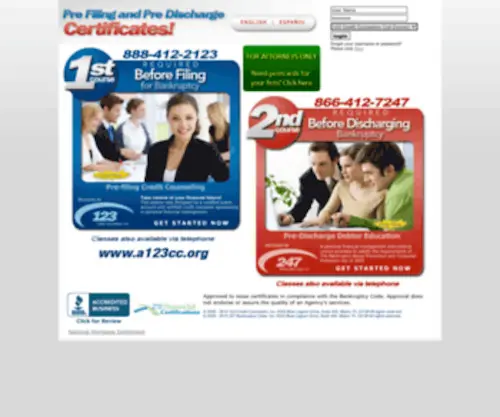 A123CC.com(Pre-filing Bankruptcy Credit CounselingCredit Counselors, Inc) Screenshot