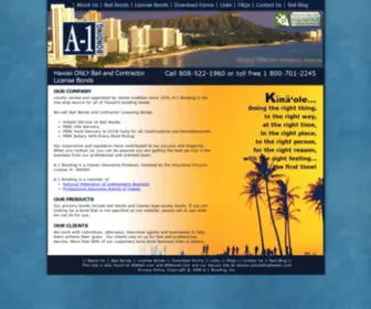 A1Bondinghawaii.com(Hawaii ONLY Bail and Contractor License Bonds) Screenshot