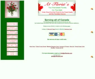 A1Florists.com(Canada's frendliest florists delivering flowers and smiles to all of Canada) Screenshot