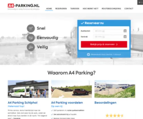A4-Parking.nl(Eenvoudig en veilig parkeren bij Schiphol) Screenshot