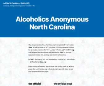 AA-Carolina.org(Cabarrus, Stanly and Montgomery Counties) Screenshot