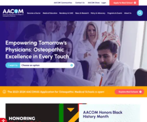 AAcom.org(Home of the American Association of Colleges of Osteopathic Medicine (AACOM)) Screenshot