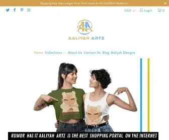 AAliyahartz.com(Create an Ecommerce Website and Sell Online) Screenshot