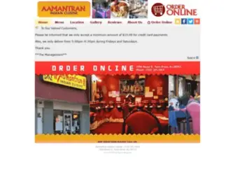 AAmantranindiancuisine.com(Aamantran Indian Cuisine) Screenshot