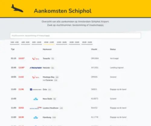 AAnkomsten-Schiphol.nl(Aankomsten Schiphol Airport) Screenshot